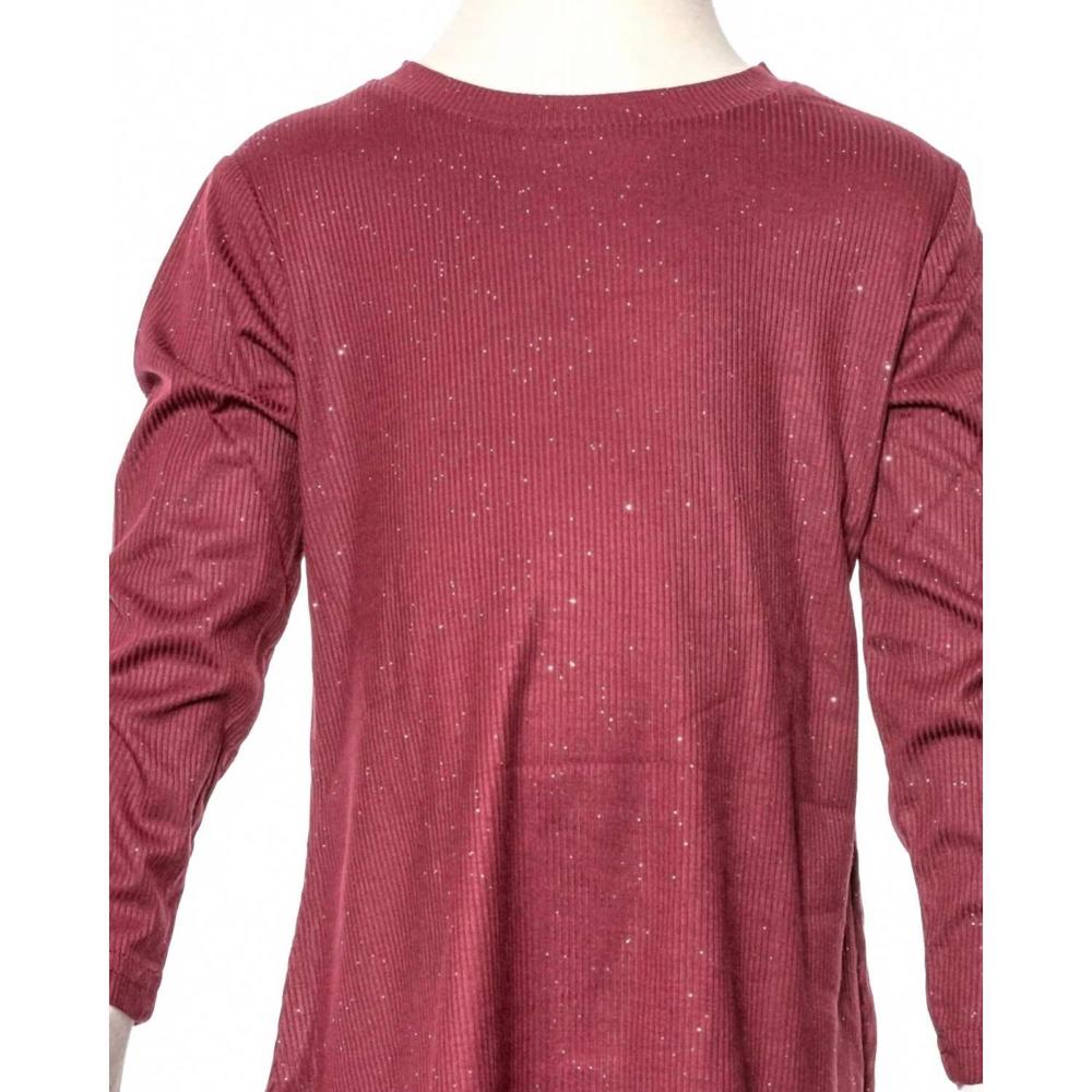 NEW ML KIDS girls' sparkly ribbed tunic in burgundy